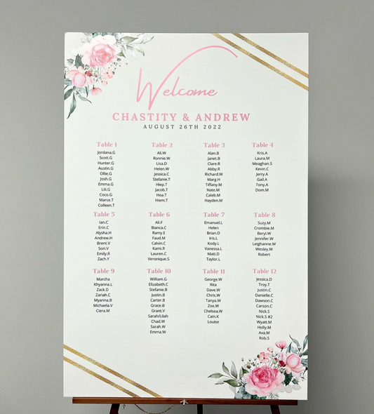 Pink & Gold Floral Seating Chart