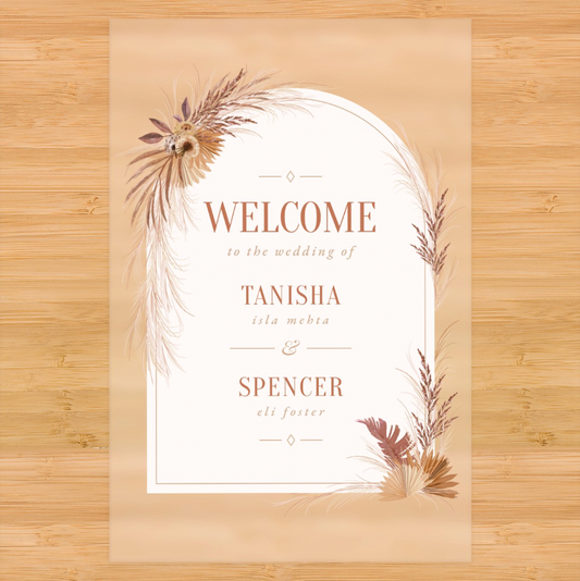 Boho Floral Arch Welcome Sign