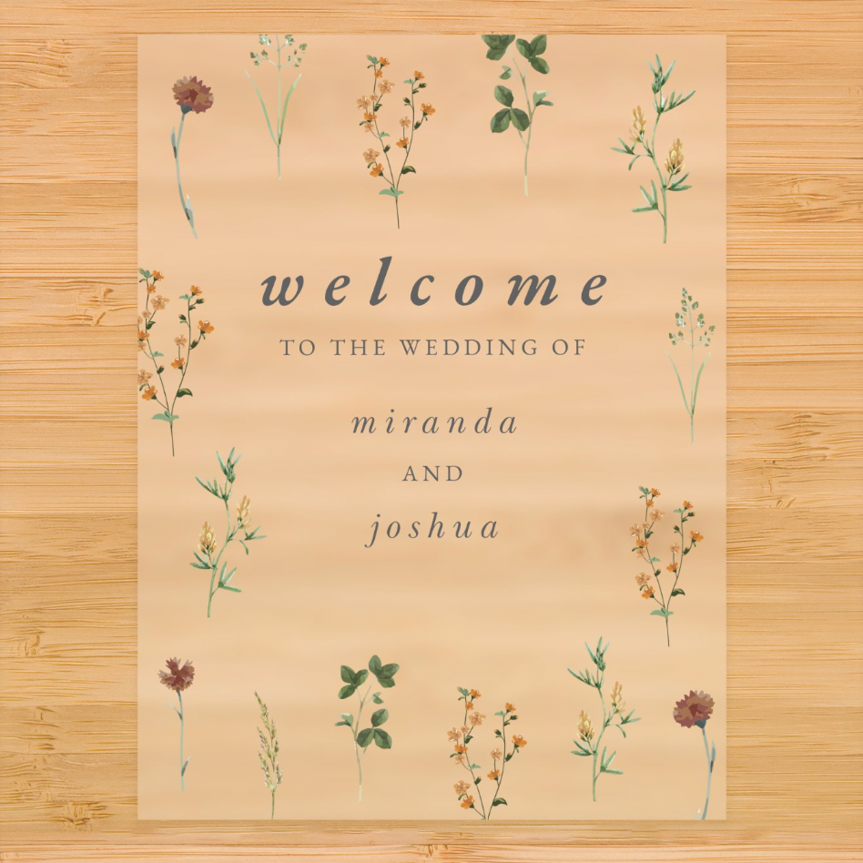 Minimal Floral Acrylic Welcome Sign