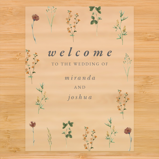 Minimal Floral Acrylic Welcome Sign