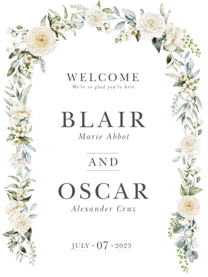 Floral Arch Welcome Sign