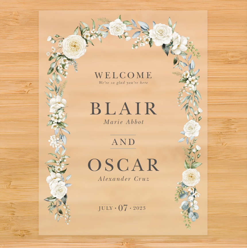 Floral Arch Welcome Sign