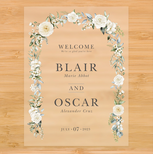 Floral Arch Welcome Sign