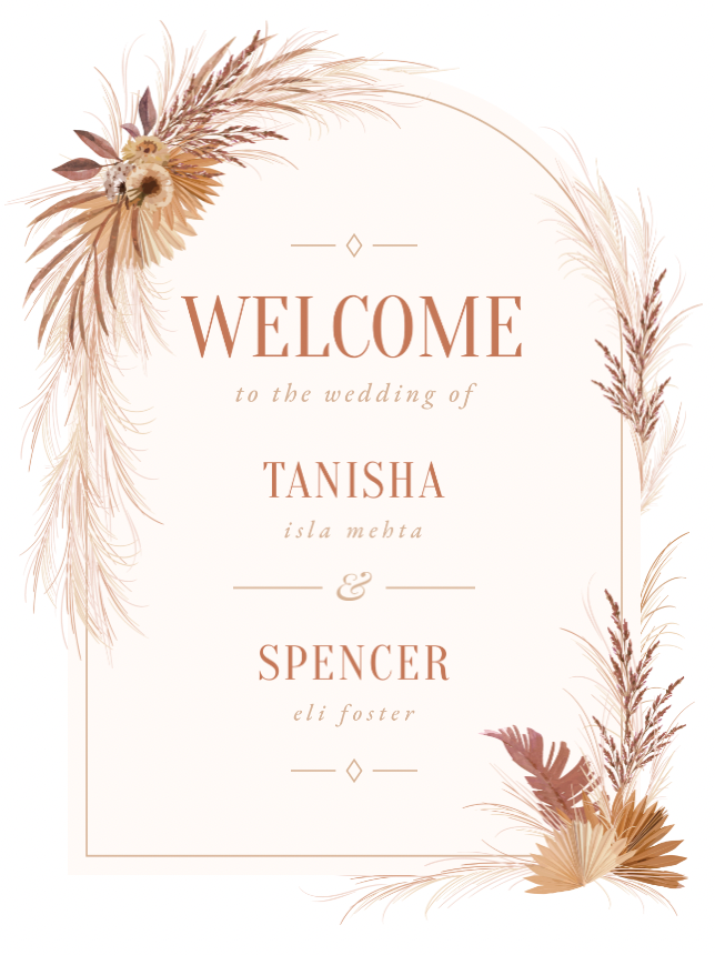 Boho Floral Arch Welcome Sign