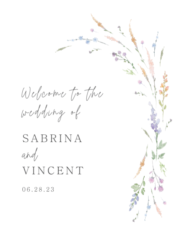 Minimal Floral Right Arch Welcome Sign