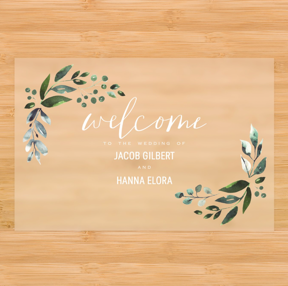 Minimal Green Floral Welcome Sign