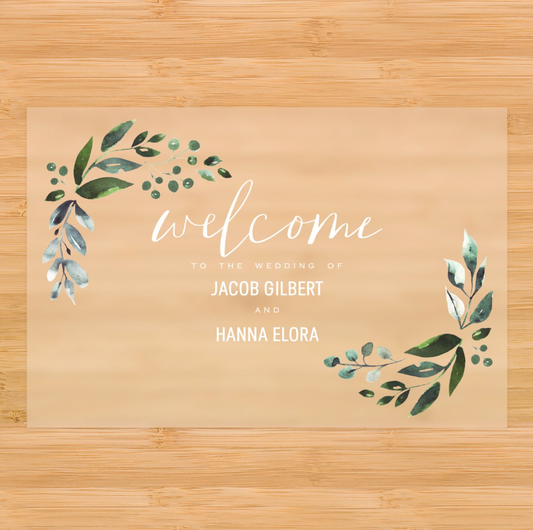 Minimal Green Floral Welcome Sign