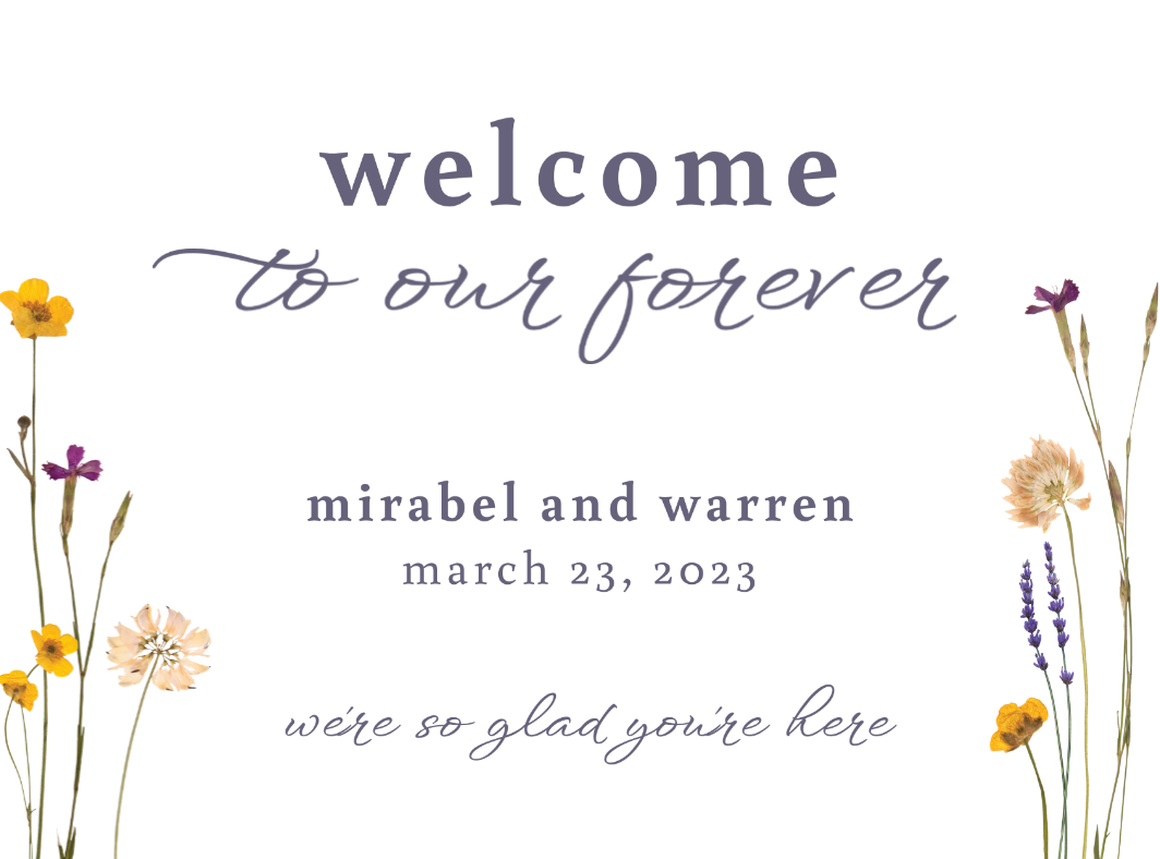 Minimal Flower Stems Welcome Sign