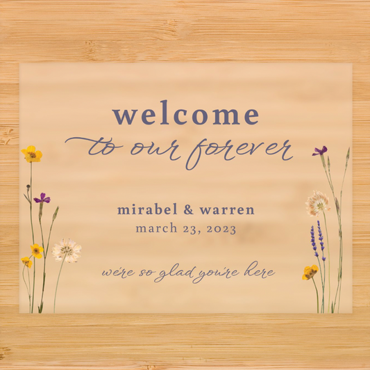 Minimal Flower Stems Welcome Sign