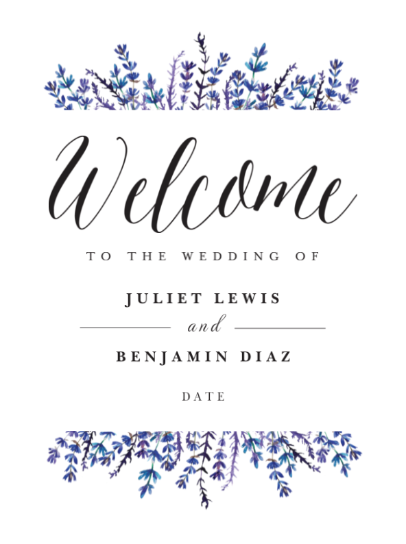 Blue Floral Welcome Sign