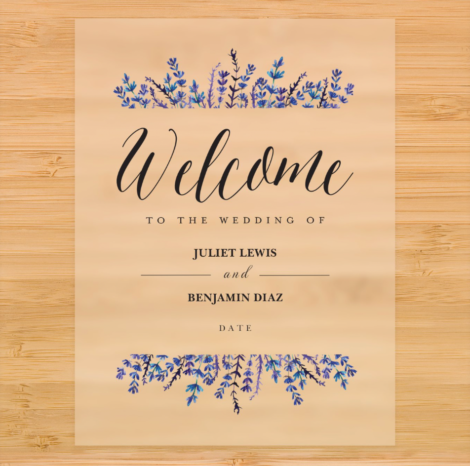 Blue Floral Welcome Sign – Custom Boards Toronto