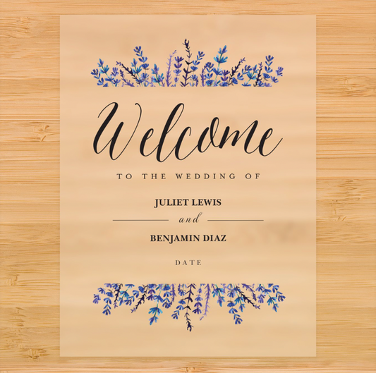 Blue Floral Welcome Sign