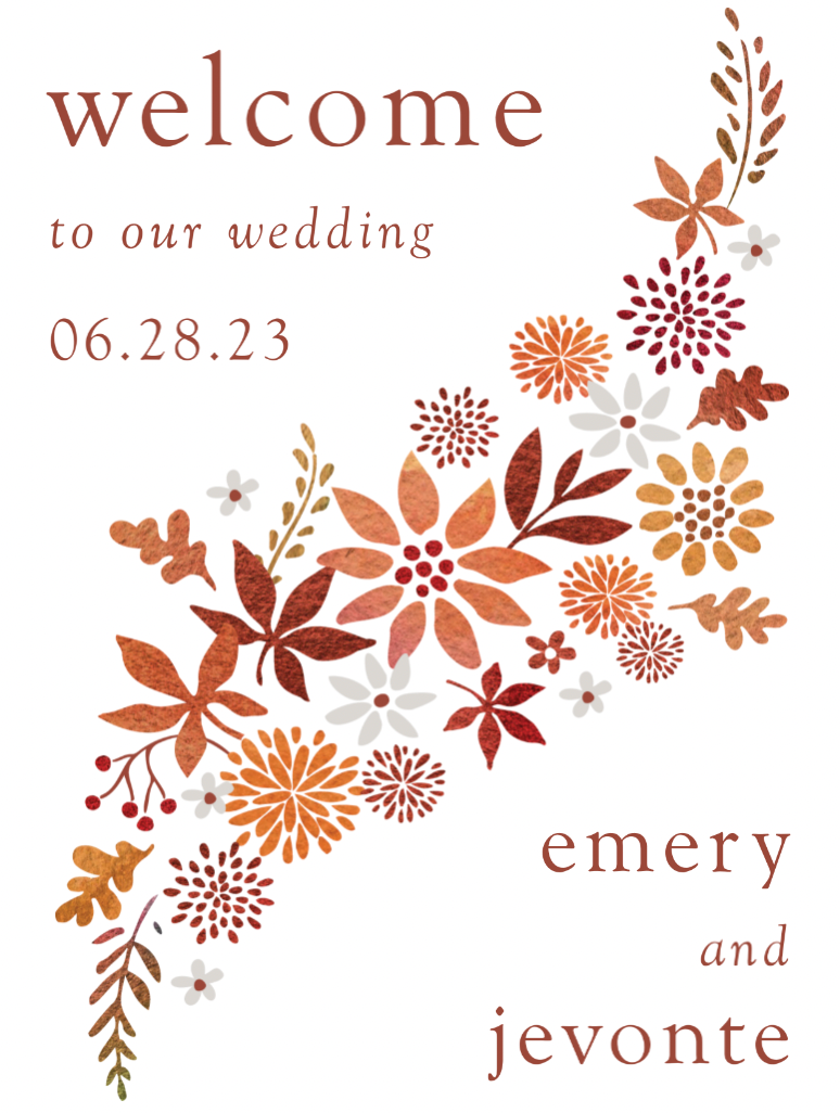 Burnt Orange & Red Floral Welcome Sign