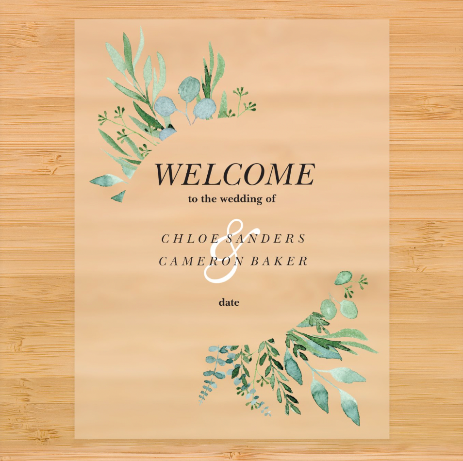 Floral Green Corners Welcome Sign