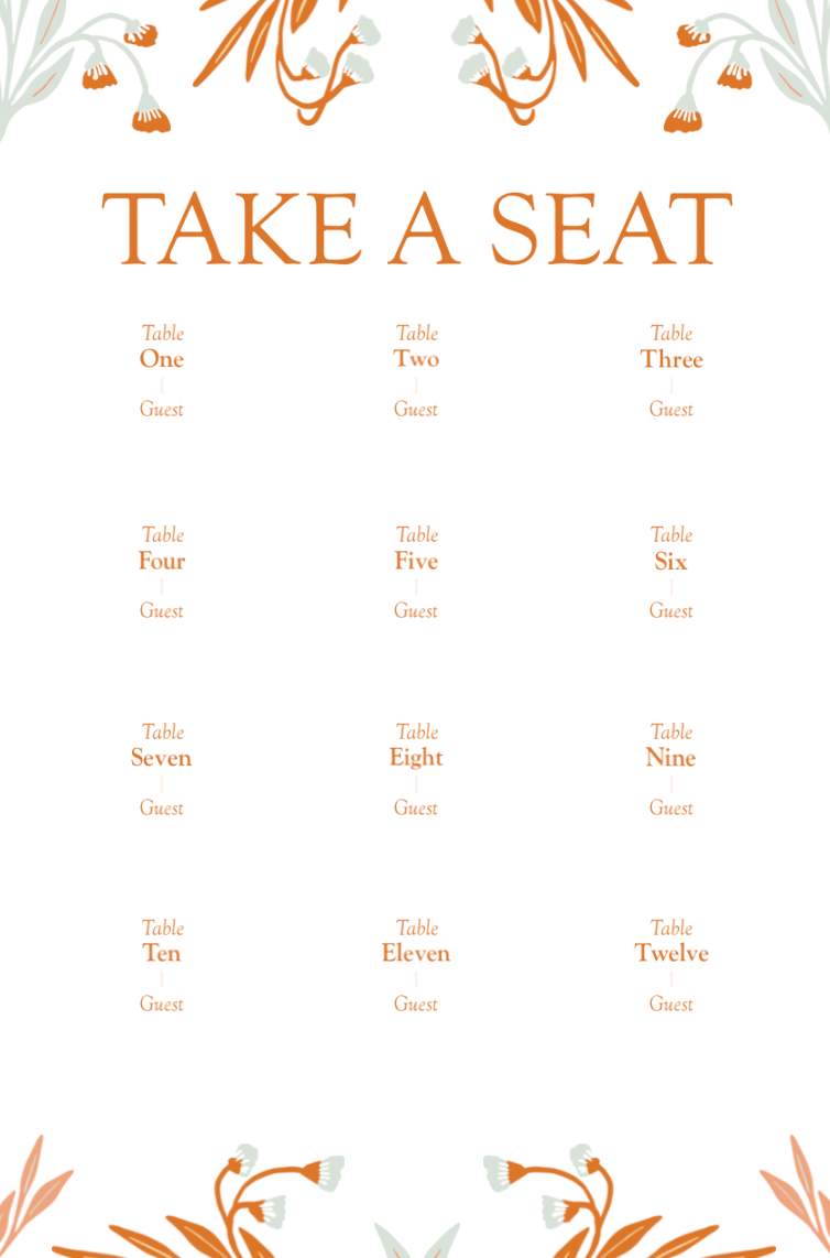 Take A Seat Acrylic Seating Chart