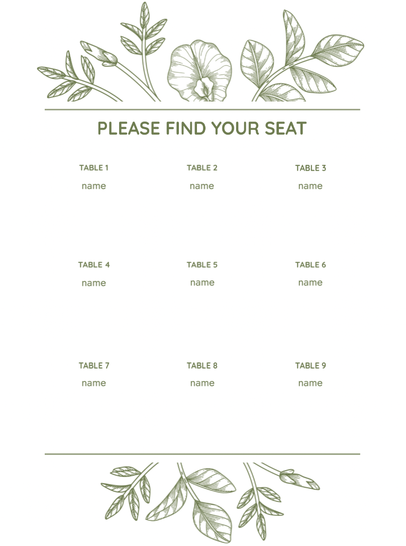 Floral Border Acrylic Seating Chart