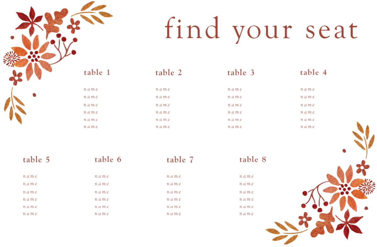 Find Your Seat Acrylic Seating Chart