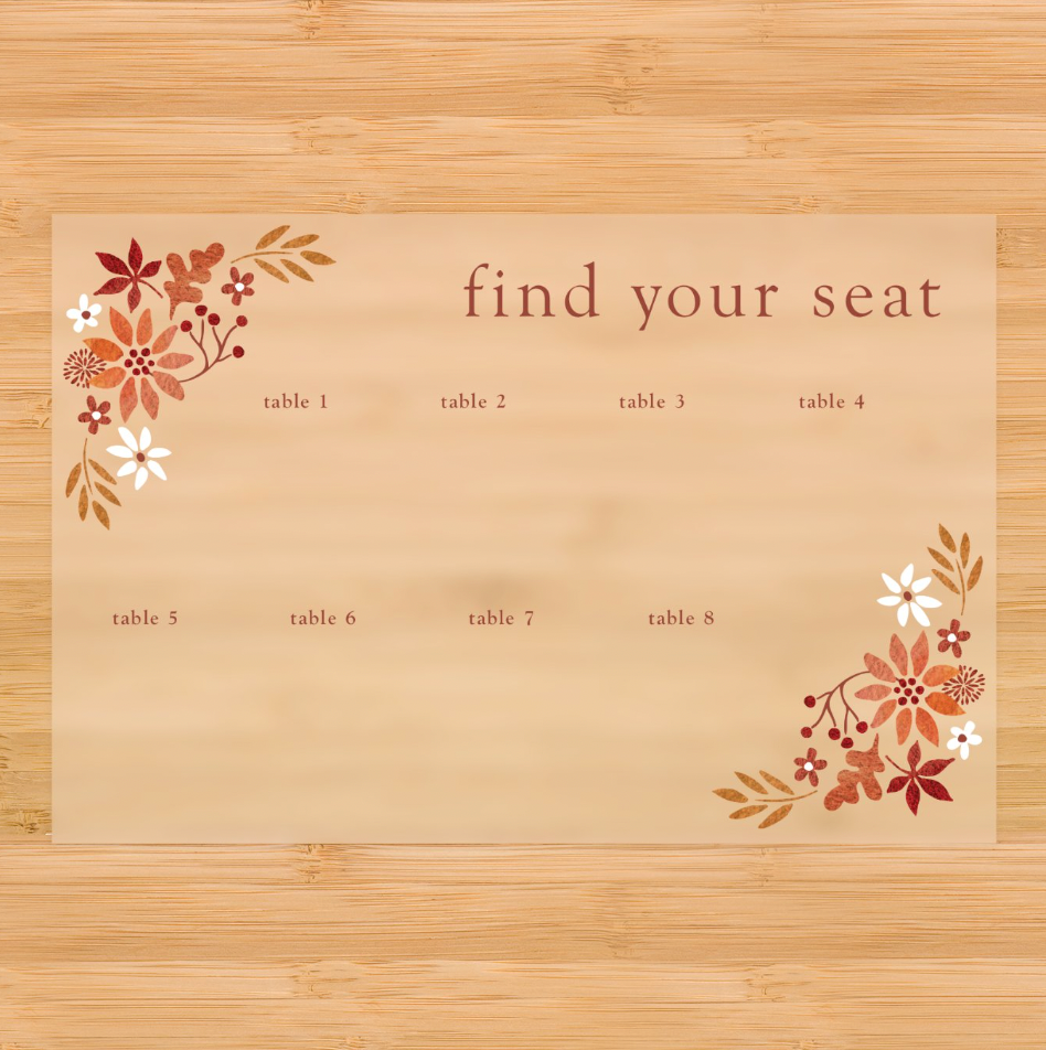 Find Your Seat Acrylic Seating Chart