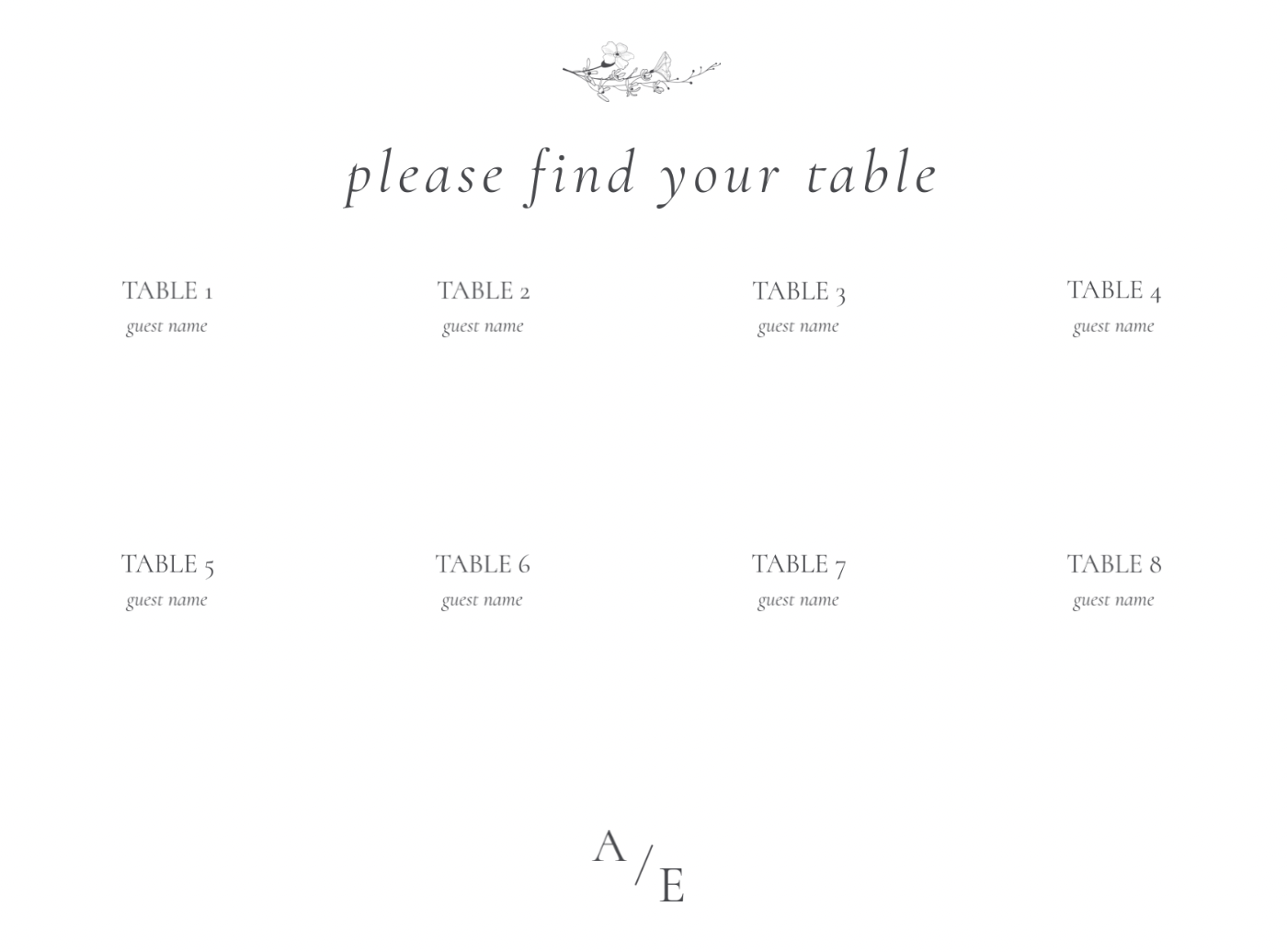 Minimal Acrylic Seating Chart