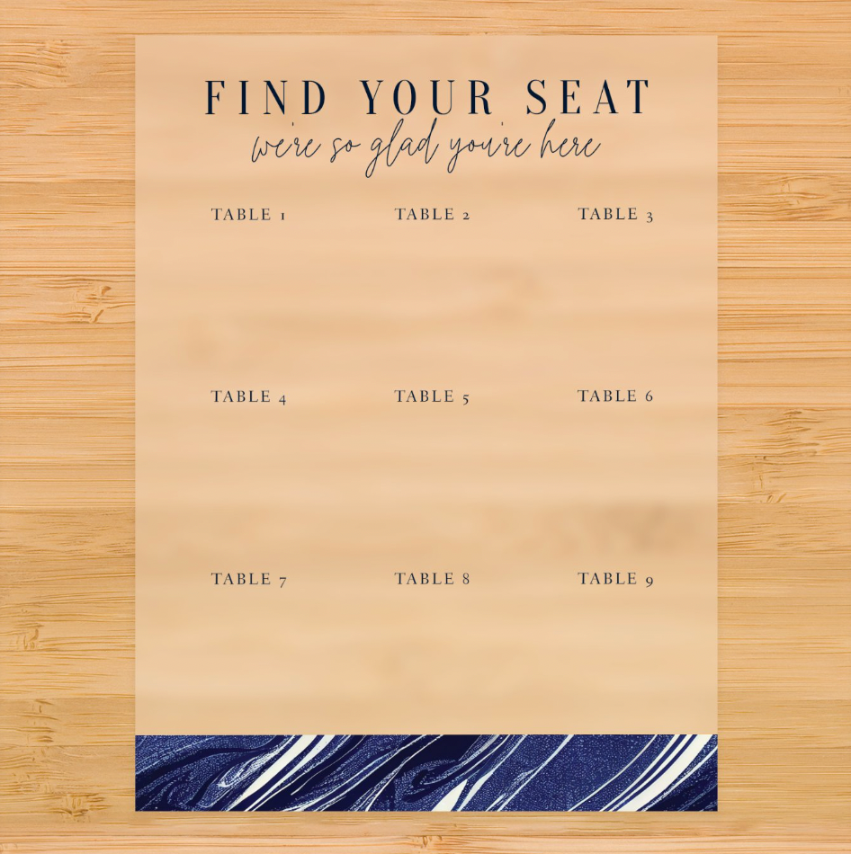 Blue Marble Acrylic Seating Chart