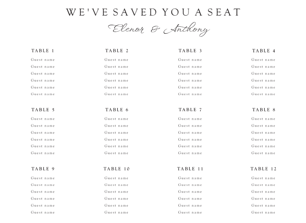 Minimal Acrylic Seating Chart