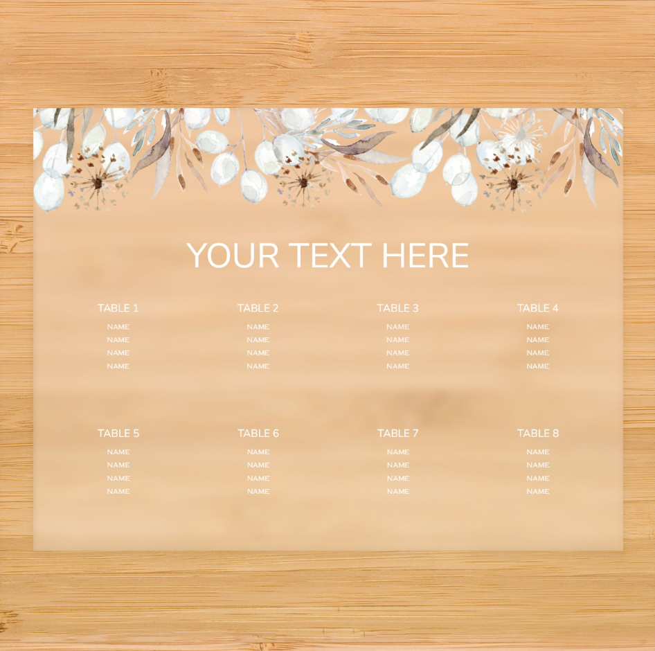 Floral Top Acrylic Seating Chart