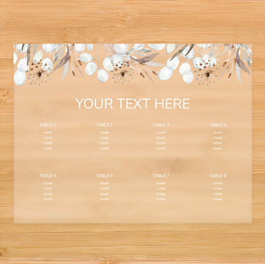 Floral Top Acrylic Seating Chart