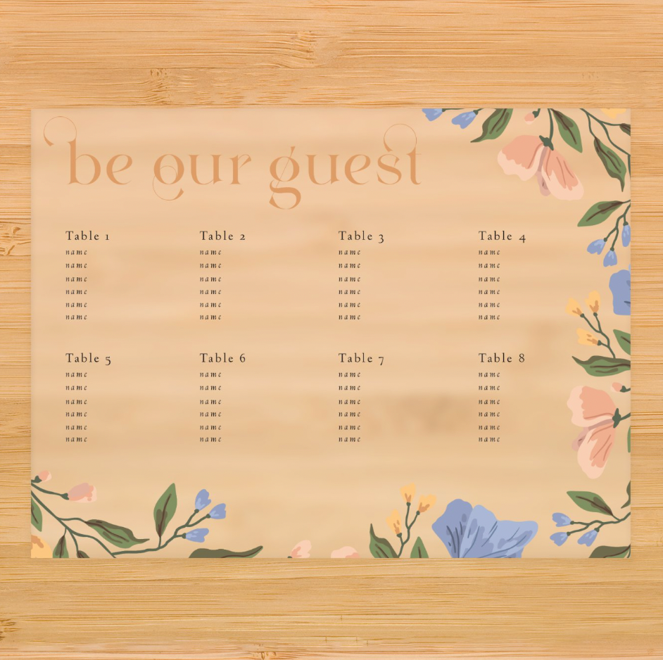 Be Our Guest Acrylic Seating Chart