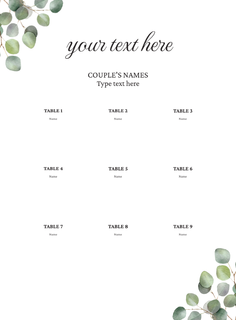 Floral Corners Acrylic Seating Chart