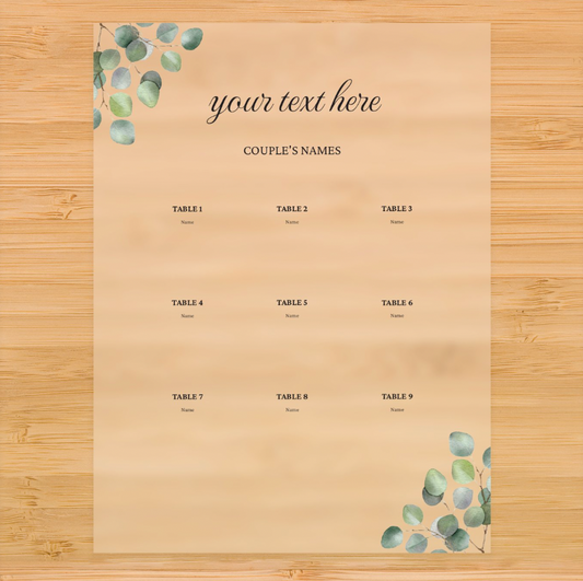 Floral Corners Acrylic Seating Chart