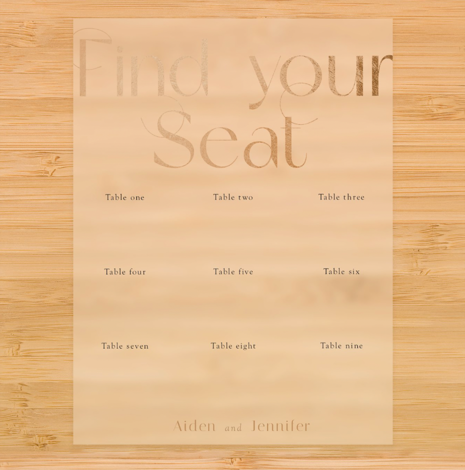 Find Your Seat Acrylic Seating Chart