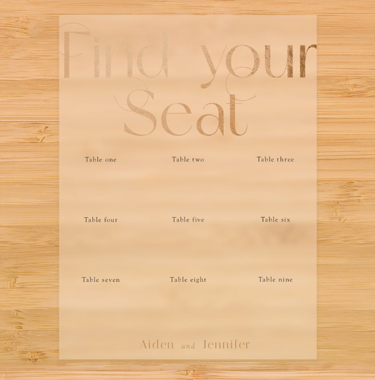 Find Your Seat Acrylic Seating Chart