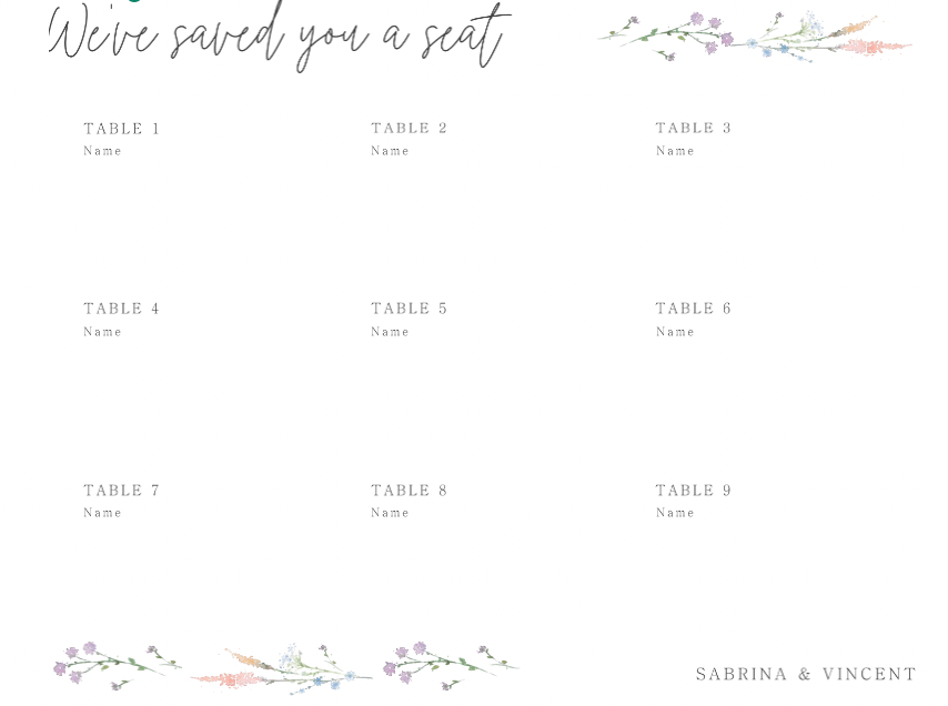 Saved a Seat Acrylic Seating Chart