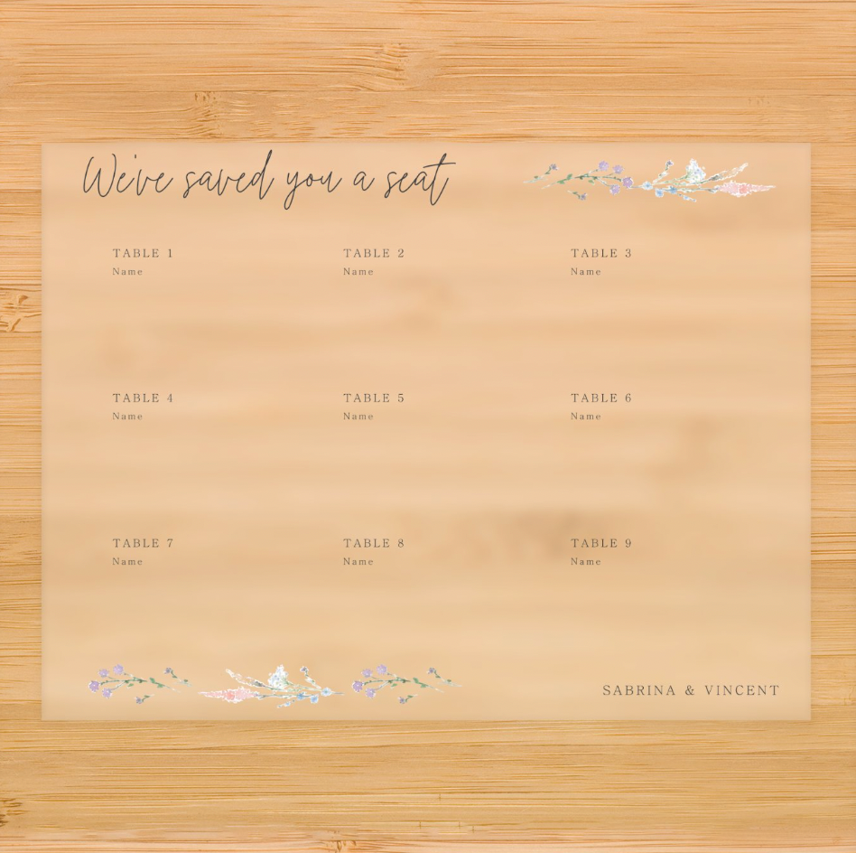 Saved a Seat Acrylic Seating Chart