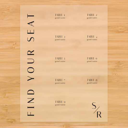 Find Your Seat Acrylic Seating Chart