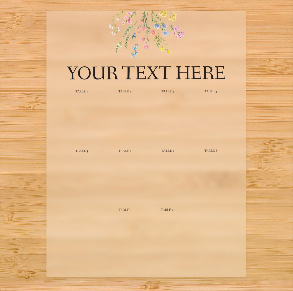 Floral Top Chic Acrylic Seating Chart