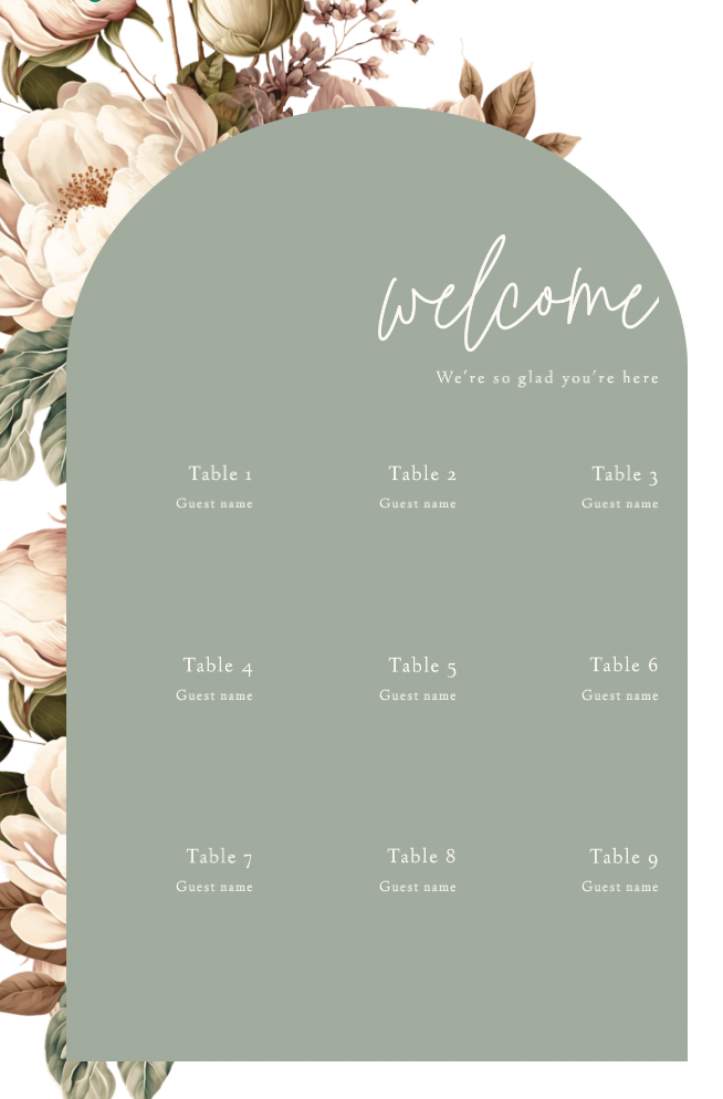 Arch Floral Acrylic Seating Chart