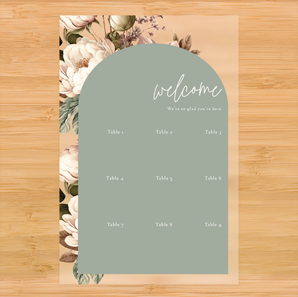 Arch Floral Acrylic Seating Chart