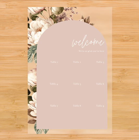 Arch Floral Acrylic Seating Chart