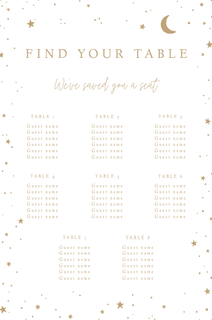 Moon & Stars Acrylic Seating Chart