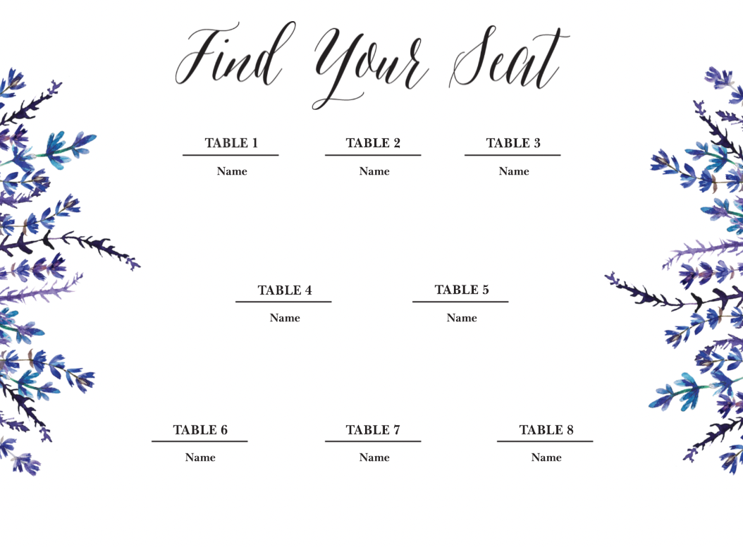 Blue Floral Acrylic Seating Chart