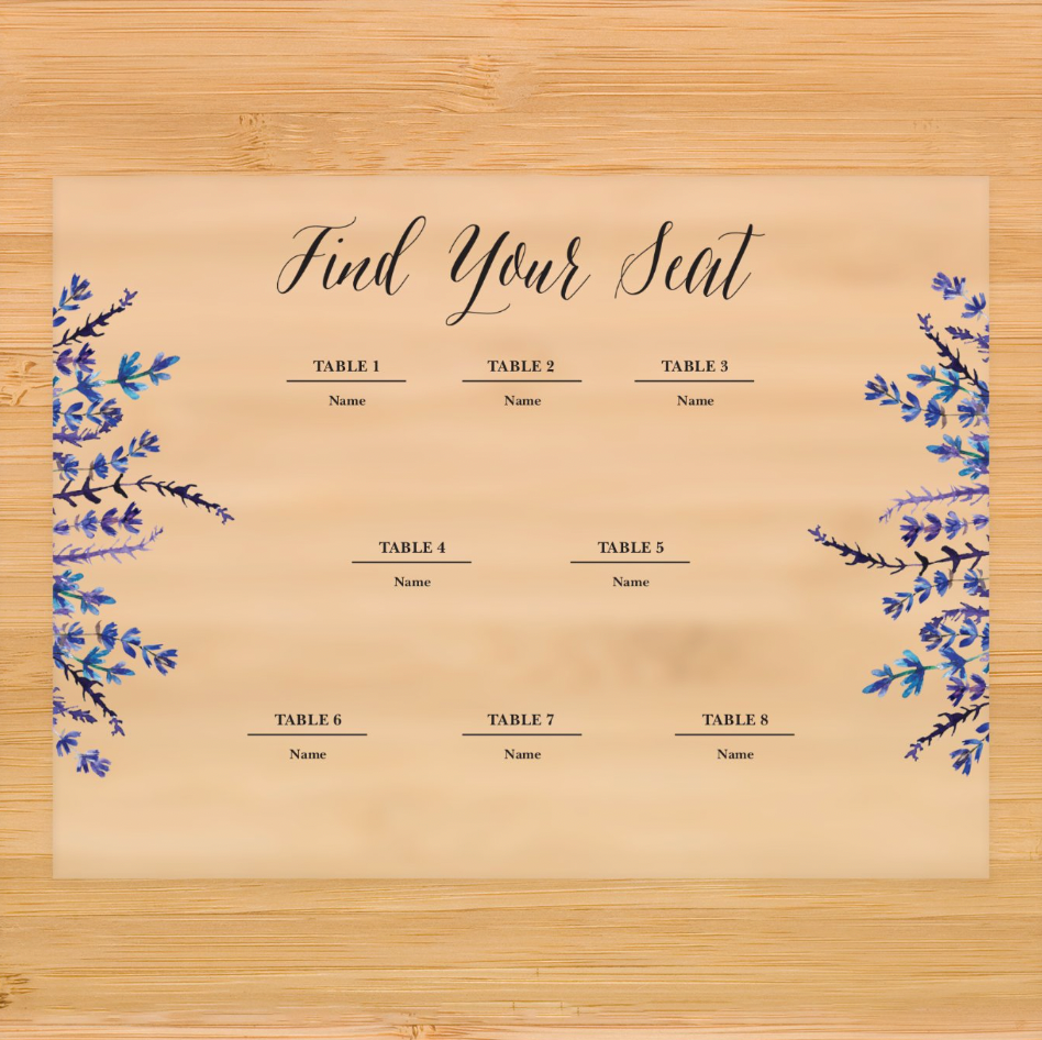 Blue Floral Acrylic Seating Chart