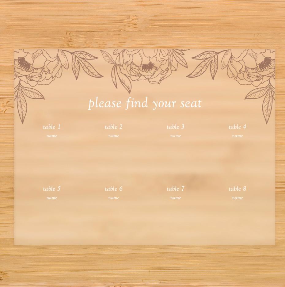 Floral Top Acrylic Seating Chart