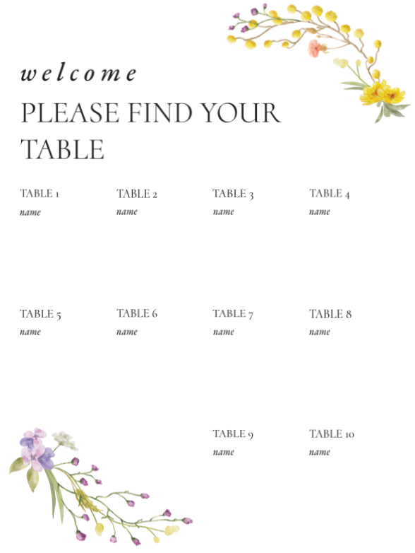 Minimal Floral Acrylic Seating Chart