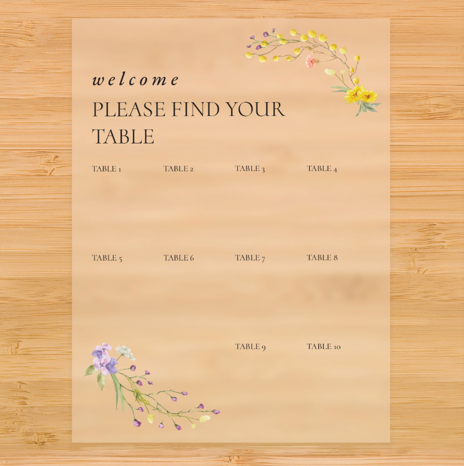 Minimal Floral Acrylic Seating Chart