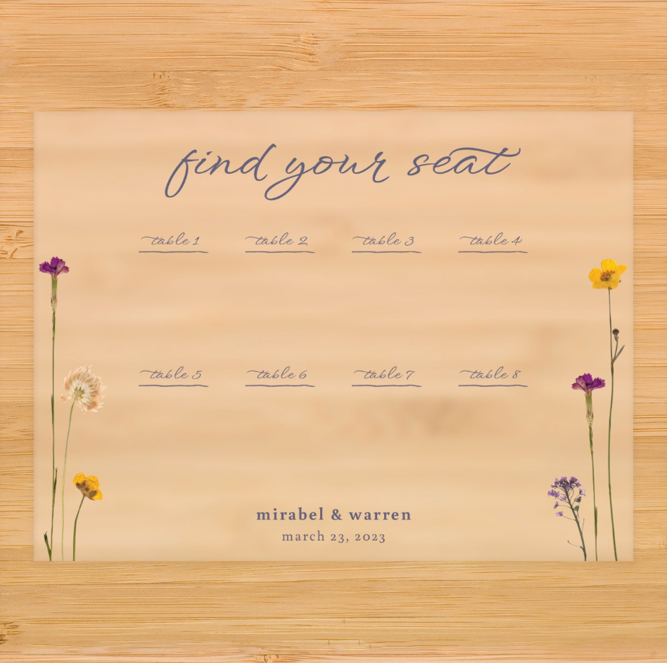 Chic Floral Acrylic Seating Chart