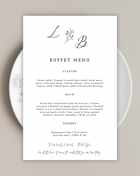 Minimal Initials Menu Cards