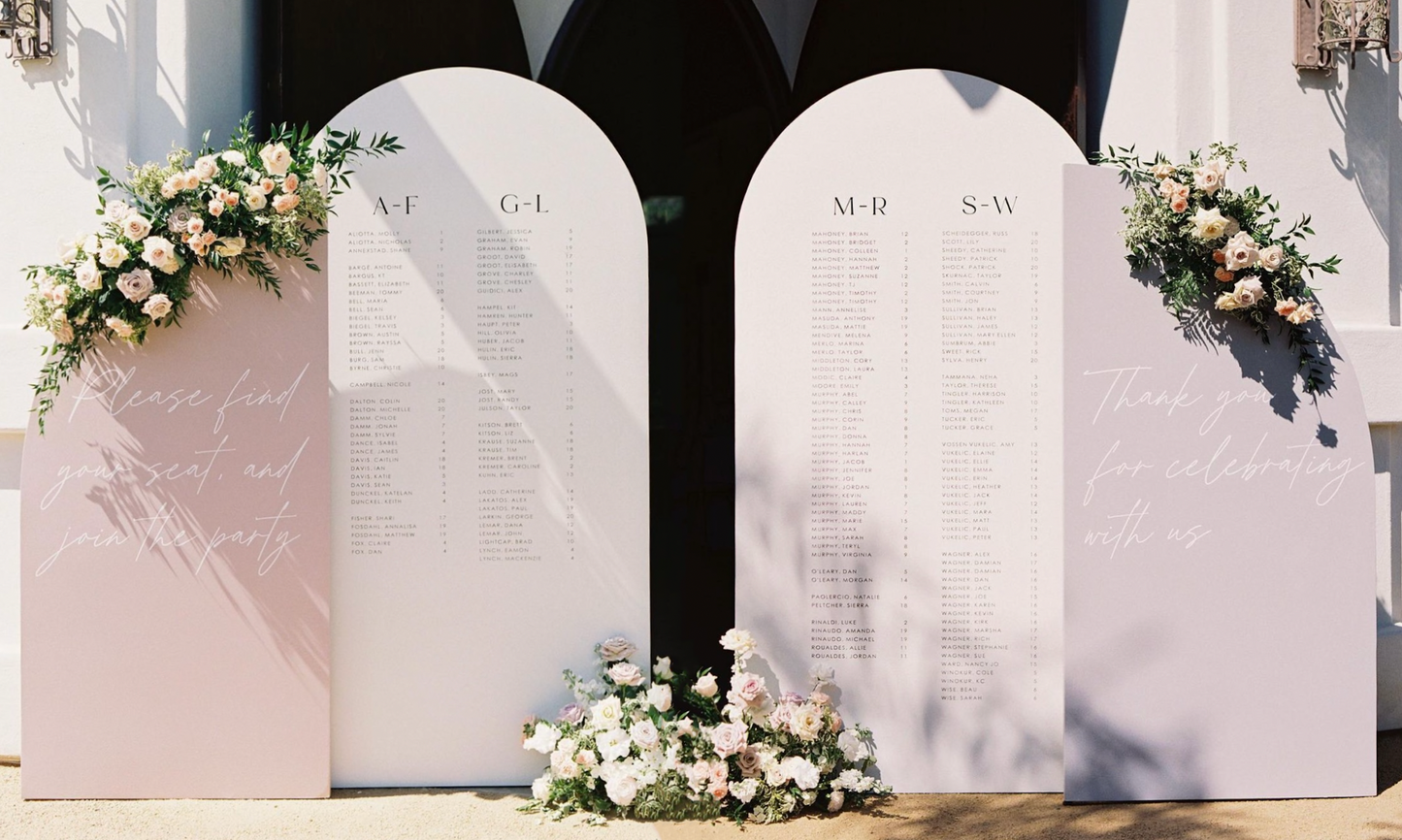 Arch + Slit Arch | Welcome Sign + Seating Chart - LARGE