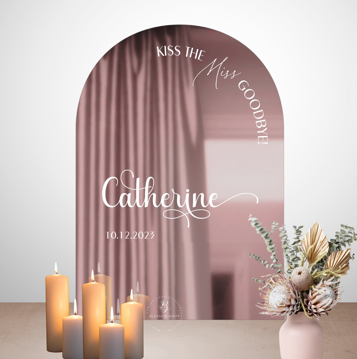Rose Gold Mirror Acrylic Arch Welcome Sign