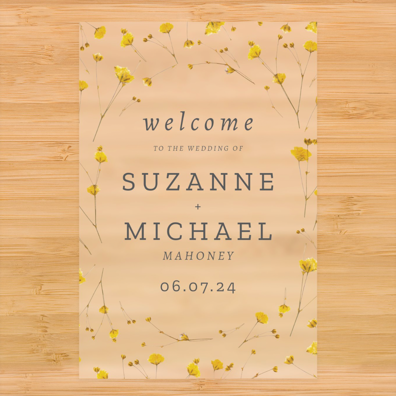 Yellow Flowers Floral Welcome Sign